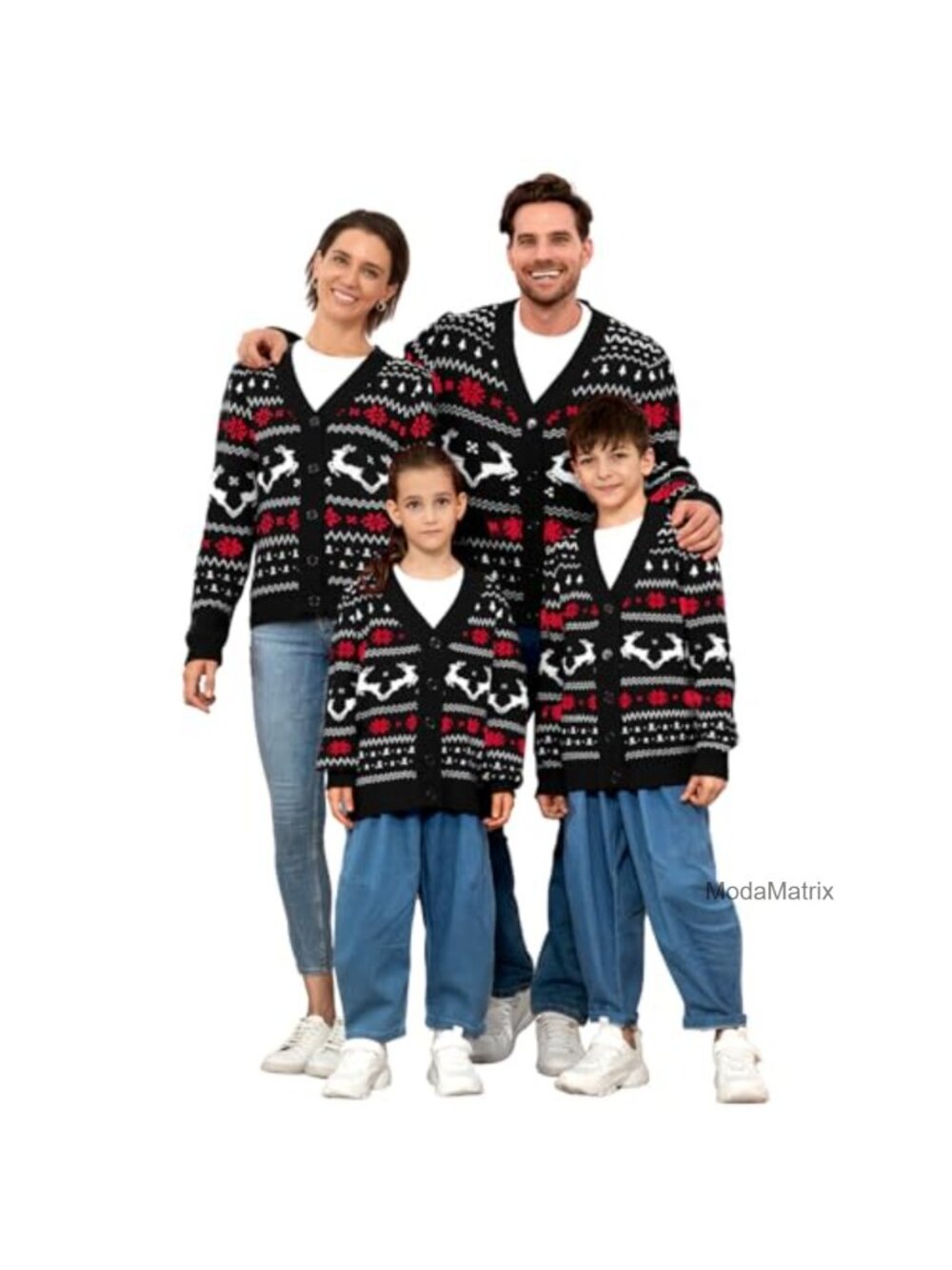 Ugly Christmas Reindeer Cardigan Sweater V-Neck Button Long Sleeve Polyester